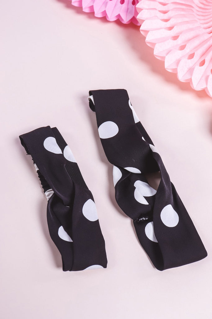 CANDY ELVES POLKA DOT HEAD BAND IN BLACK - NEONMELLO