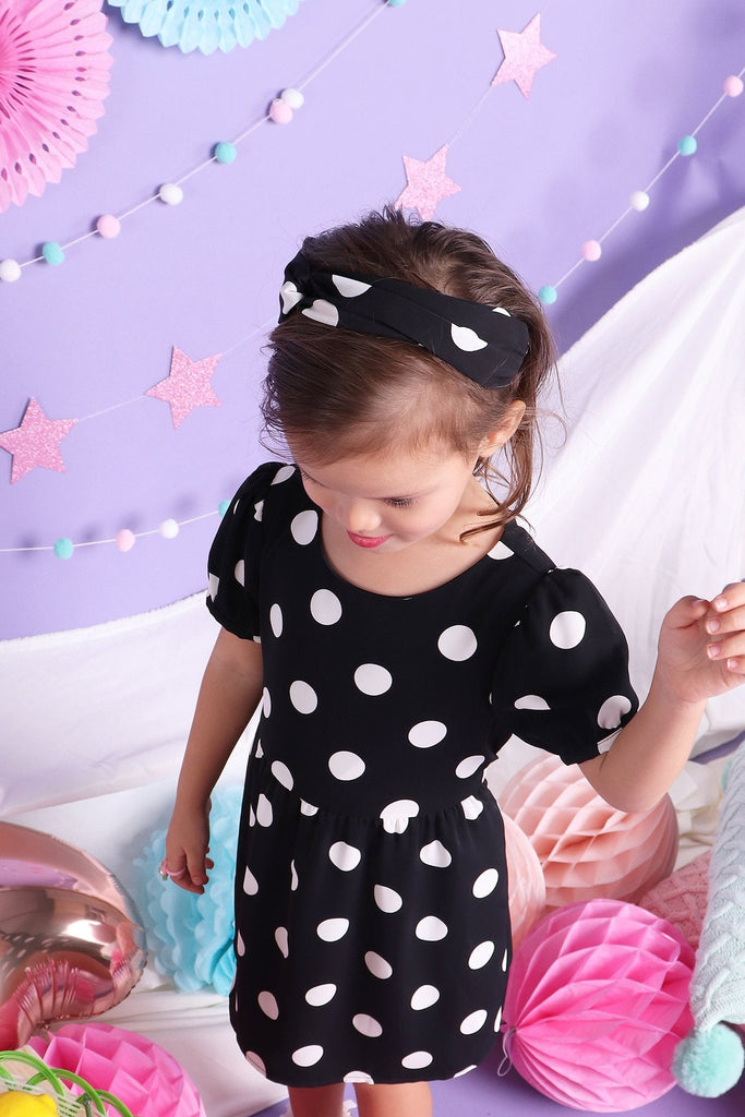 CANDY ELVES POLKA DOT HEAD BAND IN BLACK - NEONMELLO