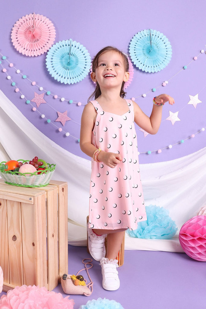 MADEBYNM NM KIDS FAIRYLANE TWO-WAY POLKA DOTS TRAPEZE IN PINK [12M/18M/2Y/3Y/4Y/5Y/6Y] - NEONMELLO