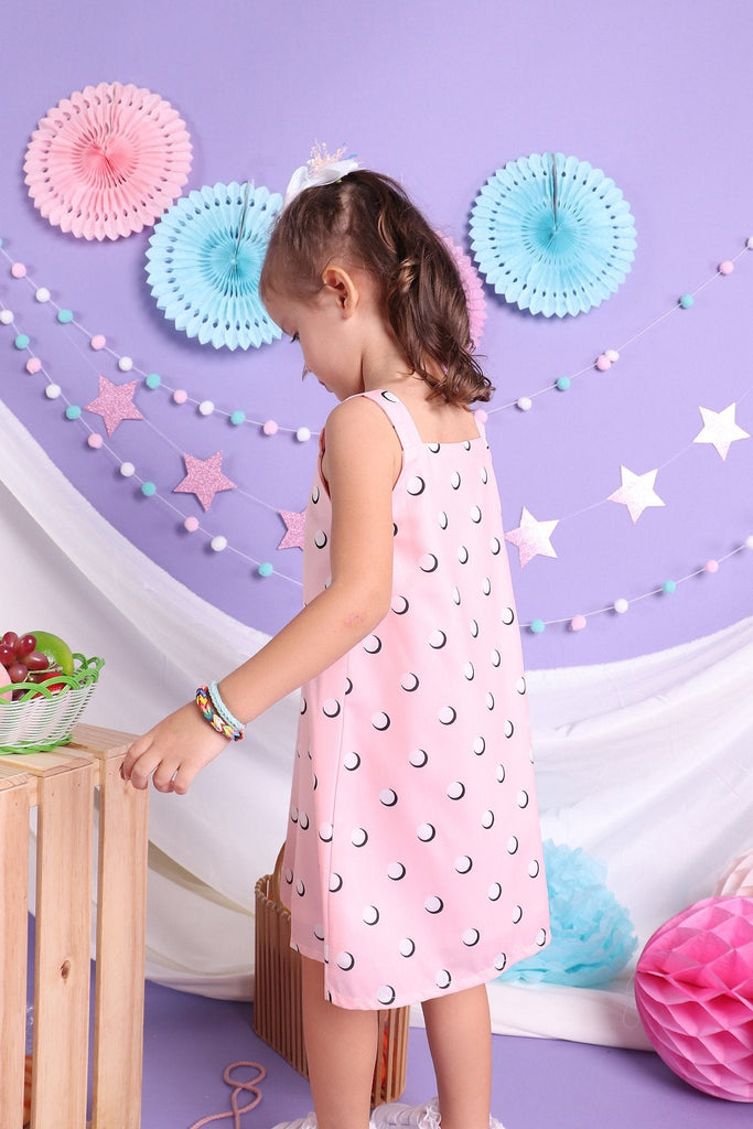 MADEBYNM NM KIDS FAIRYLANE TWO-WAY POLKA DOTS TRAPEZE IN PINK [12M/18M/2Y/3Y/4Y/5Y/6Y] - NEONMELLO