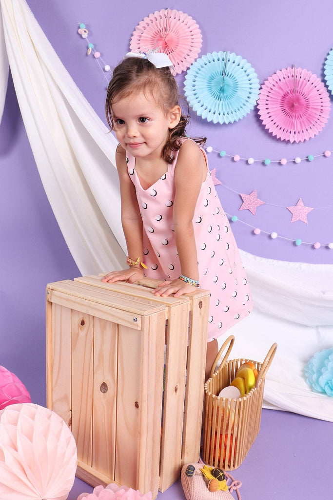 MADEBYNM NM KIDS FAIRYLANE TWO-WAY POLKA DOTS TRAPEZE IN PINK [12M/18M/2Y/3Y/4Y/5Y/6Y] - NEONMELLO