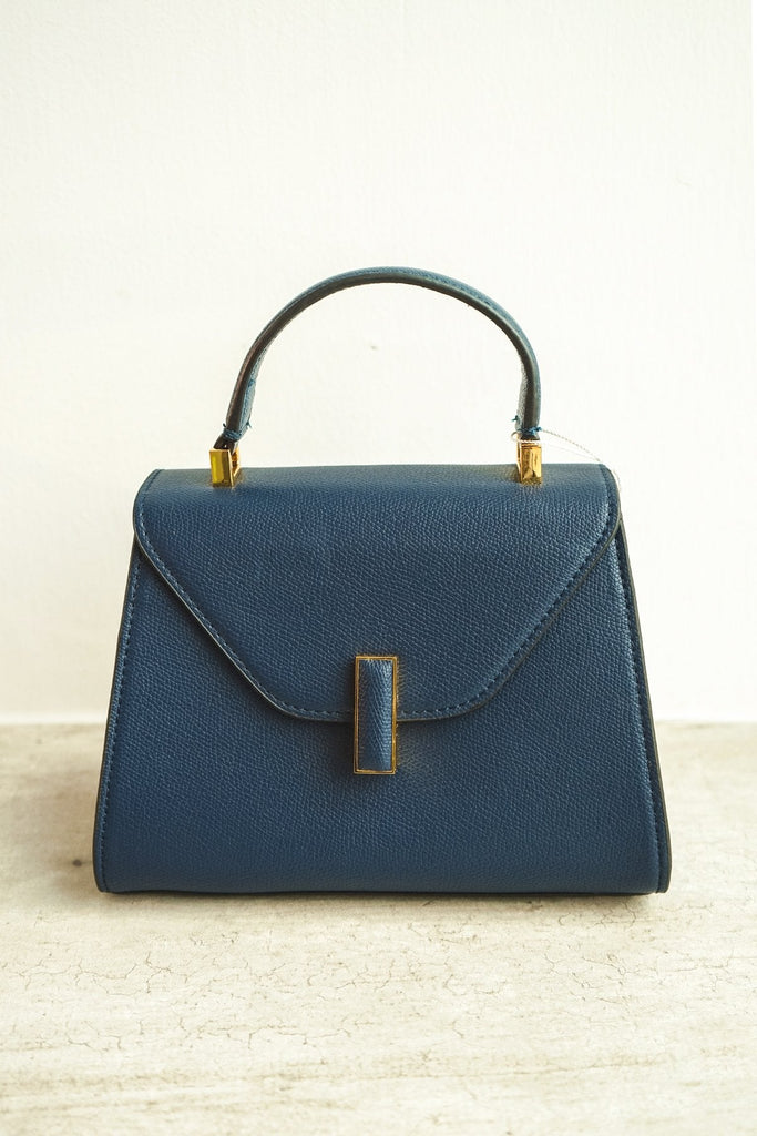 NM EVERYDAY STRUCTURED HANDLE TRAPEZE BAG IN NAVY BLUE - NEONMELLO