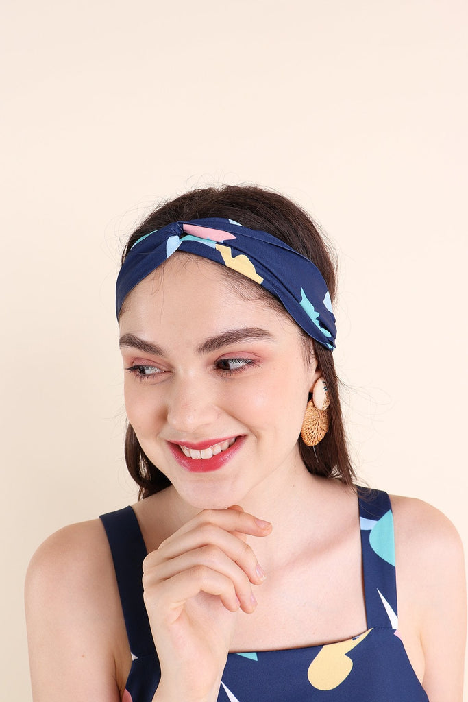 NM KIDS PEGASUS SWIRLY PRINT HEADBAND IN NAVY BLUE - NEONMELLO